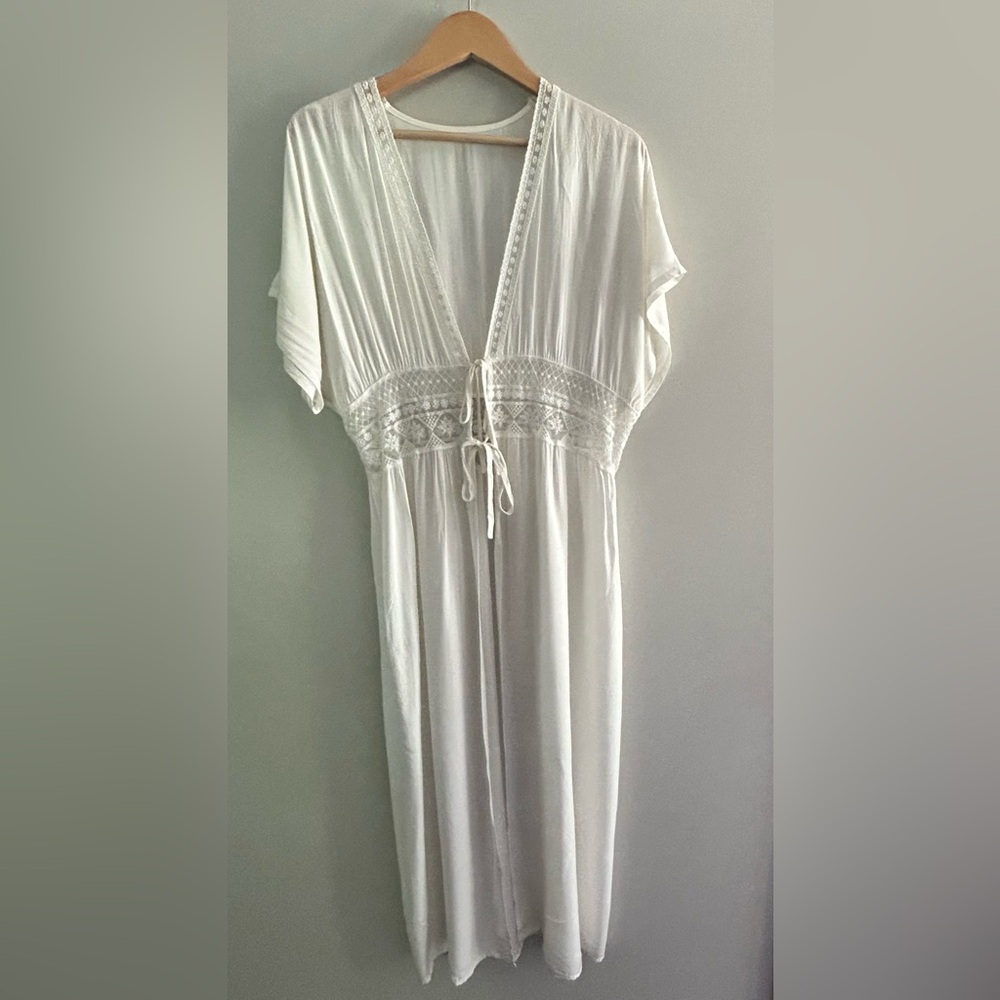 White Lace-Trimmed Coverup